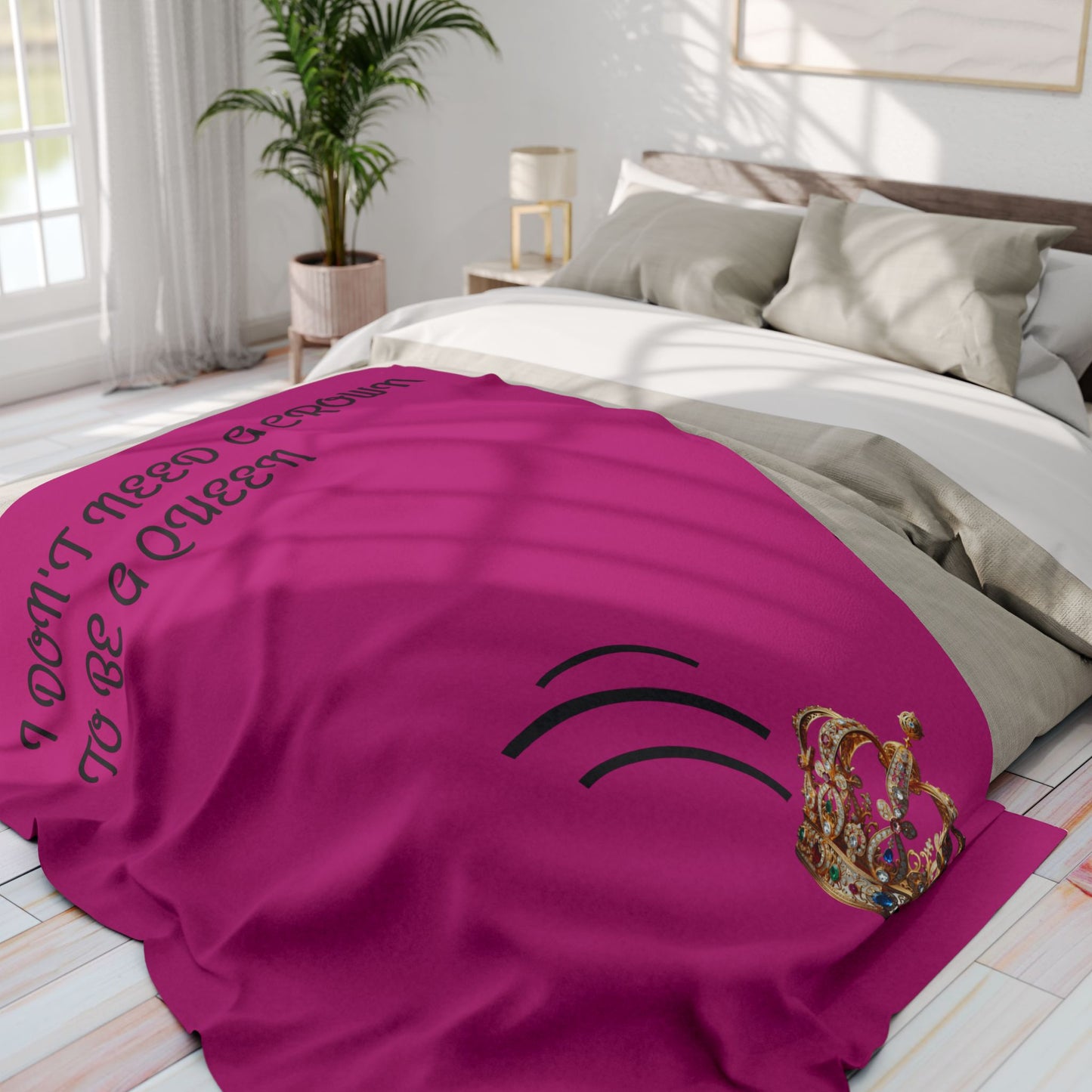 Inspirational Arctic Fleece Blanket - "I Don't Need a Crown to Be a Queen"